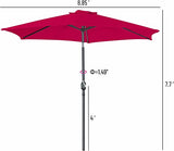 FHFO 9' Patio Outdoor Table Umbrella Large Sun Market Umbrella with Easy Push Button Tilt and Crank, 6 Sturdy Ribs Fade Resistant Waterproof for Beach, Pool, Deck, Backyard