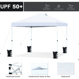 FHFO Canopy Tent 10x10ft Pop Up Gazebo Canopy Shade Outdoor Tent Waterproof&Sunscreen, High Density Silver Coated Oxford Tent,Adjustable Height,8 Stakes,4 Sandbags,4 Ropes,1 Carrying Bag,White