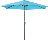 FHFO 9' Patio Outdoor Table Umbrella Large Sun Market Umbrella with Easy Push Button Tilt and Crank, 6 Sturdy Ribs Fade Resistant Waterproof for Beach, Pool, Deck, Backyard