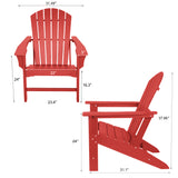 FHFO Outdoor Adirondack Chair,Weather Resistant Plastic Resin Chair for Outside Deck Garden Backyard Balcony