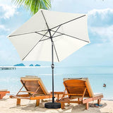 FHFO 9' Patio Outdoor Table Umbrella Large Sun Market Umbrella with Easy Push Button Tilt and Crank, 6 Sturdy Ribs Fade Resistant Waterproof for Beach, Pool, Deck, Backyard