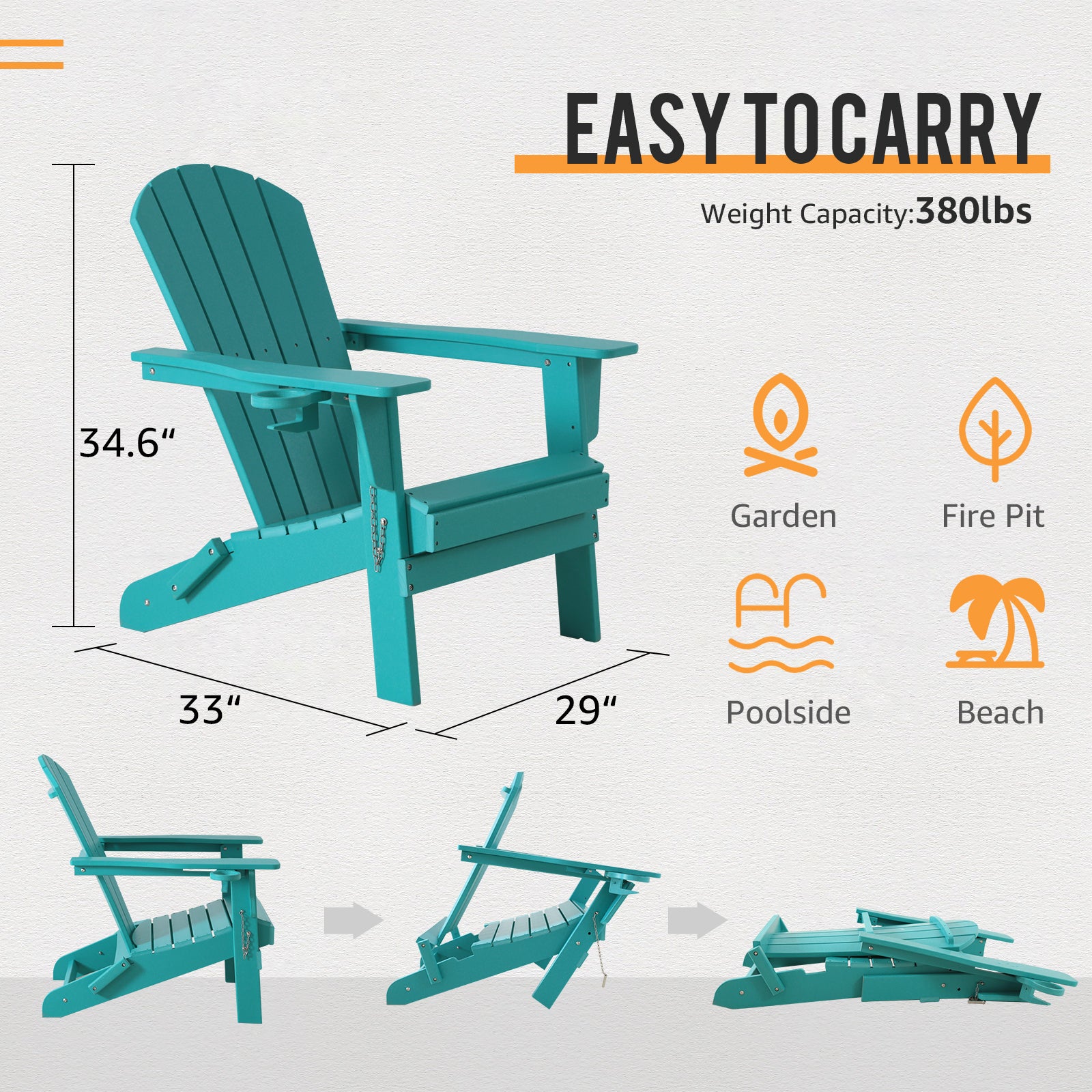 FHFO Adirondack Chairs set,Patio Outdoor Chairs,Fire Pit Chairs,Plastic Resin Deck Chair Weather Resistant Lounge Chair