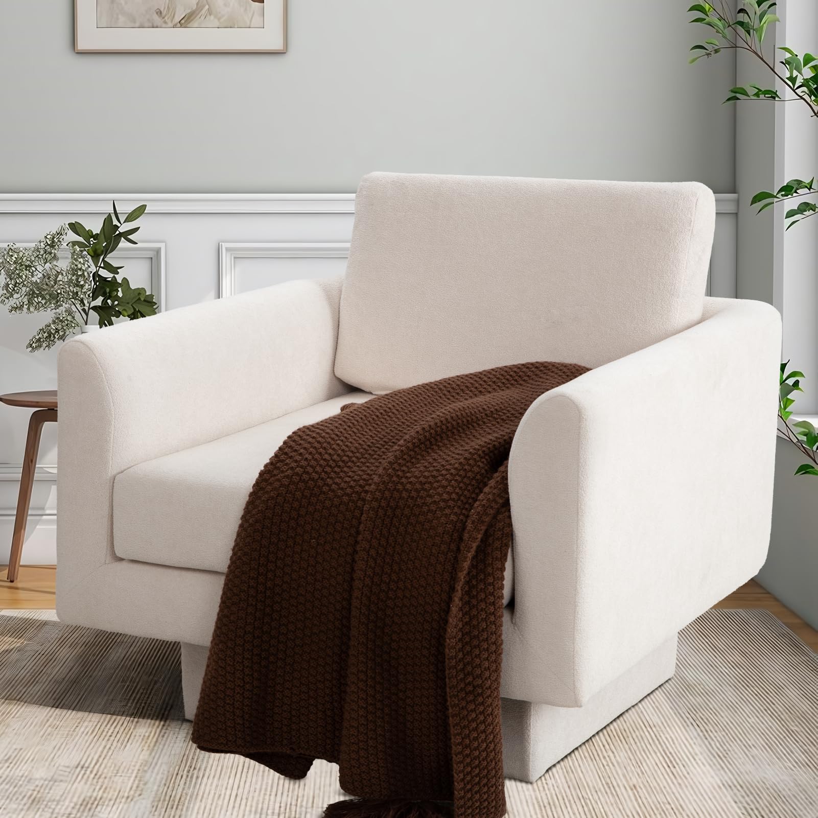 360°Swivel Accent Chair for Living Room,Chaise Lounge Indoor with Neck Support Pillow &Wide Armrests,Modern Swivel Chair for Office Couch, Reading Chair,Oversized Recliner.