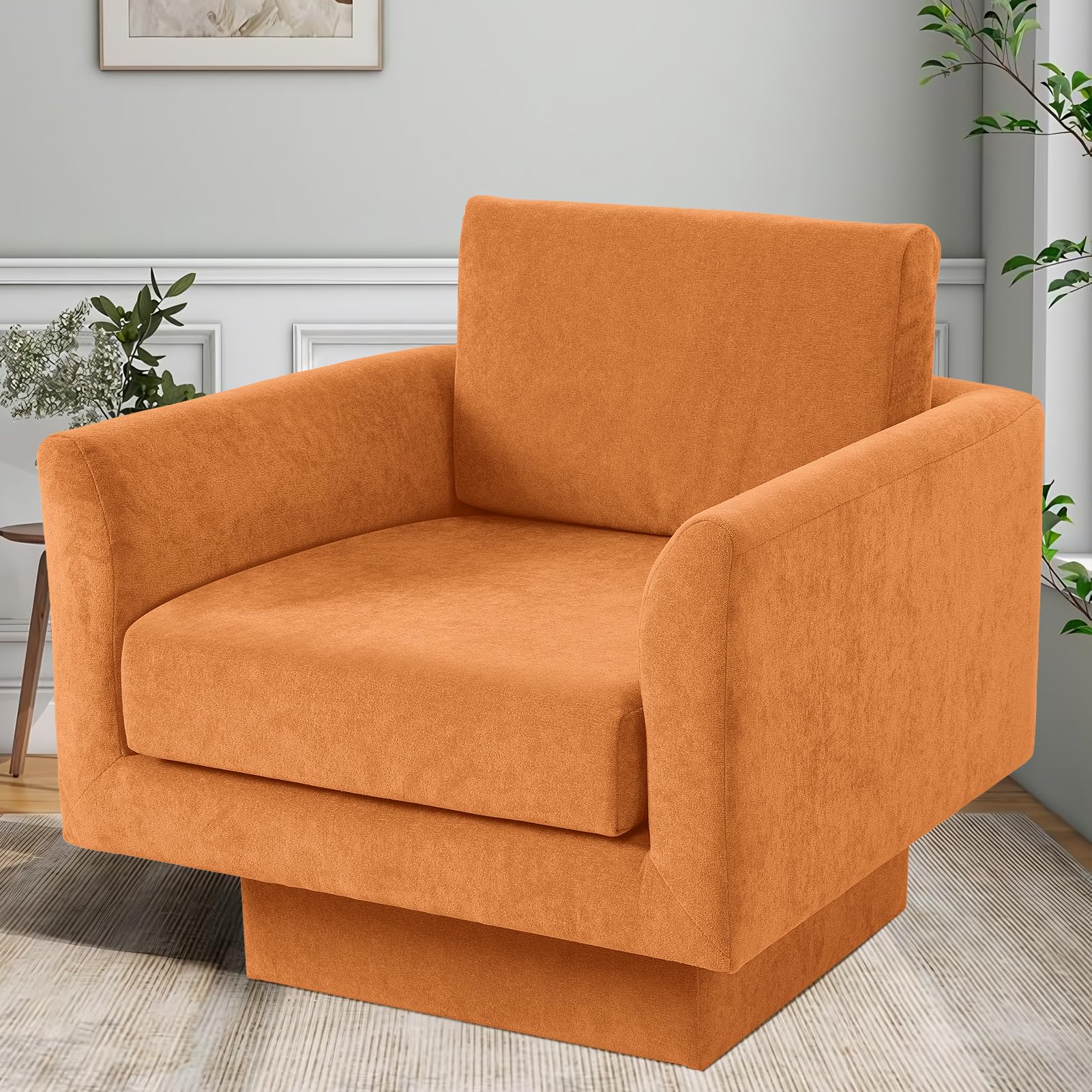 360°Swivel Accent Chair for Living Room,Chaise Lounge Indoor with Neck Support Pillow &Wide Armrests,Modern Swivel Chair for Office Couch, Reading Chair,Oversized Recliner.