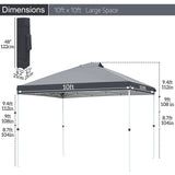 FHFO Canopy Tent 10x10ft Pop Up Gazebo Canopy Shade Outdoor Tent Waterproof&Sunscreen, High Density Silver Coated Oxford Tent,Adjustable Height,8 Stakes,4 Sandbags,4 Ropes,1 Carrying Bag,White