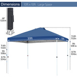 FHFO Canopy Tent 10x10ft Pop Up Gazebo Canopy Shade Outdoor Tent Waterproof&Sunscreen, High Density Silver Coated Oxford Tent,Adjustable Height,8 Stakes,4 Sandbags,4 Ropes,1 Carrying Bag,White