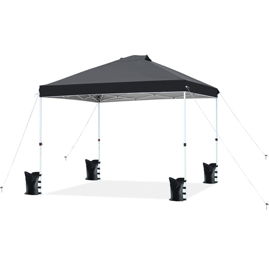 FHFO Canopy Tent 10x10ft Pop Up Gazebo Canopy Shade Outdoor Tent Waterproof&Sunscreen, High Density Silver Coated Oxford Tent,Adjustable Height,8 Stakes,4 Sandbags,4 Ropes,1 Carrying Bag,White