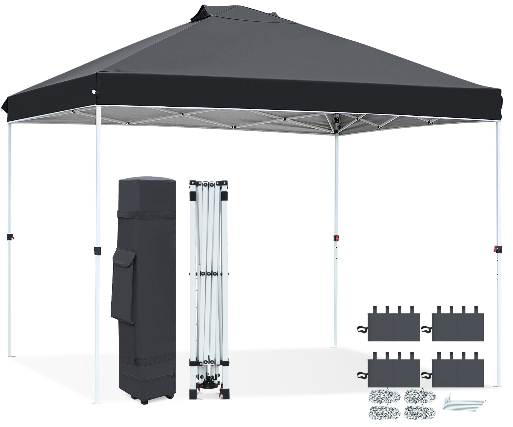 FHFO Canopy Tent 10x10ft Pop Up Gazebo Canopy Shade Outdoor Tent Waterproof&Sunscreen, High Density Silver Coated Oxford Tent,Adjustable Height,8 Stakes,4 Sandbags,4 Ropes,1 Carrying Bag,White