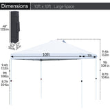 FHFO Canopy Tent 10x10ft Pop Up Gazebo Canopy Shade Outdoor Tent Waterproof&Sunscreen, High Density Silver Coated Oxford Tent,Adjustable Height,8 Stakes,4 Sandbags,4 Ropes,1 Carrying Bag,White