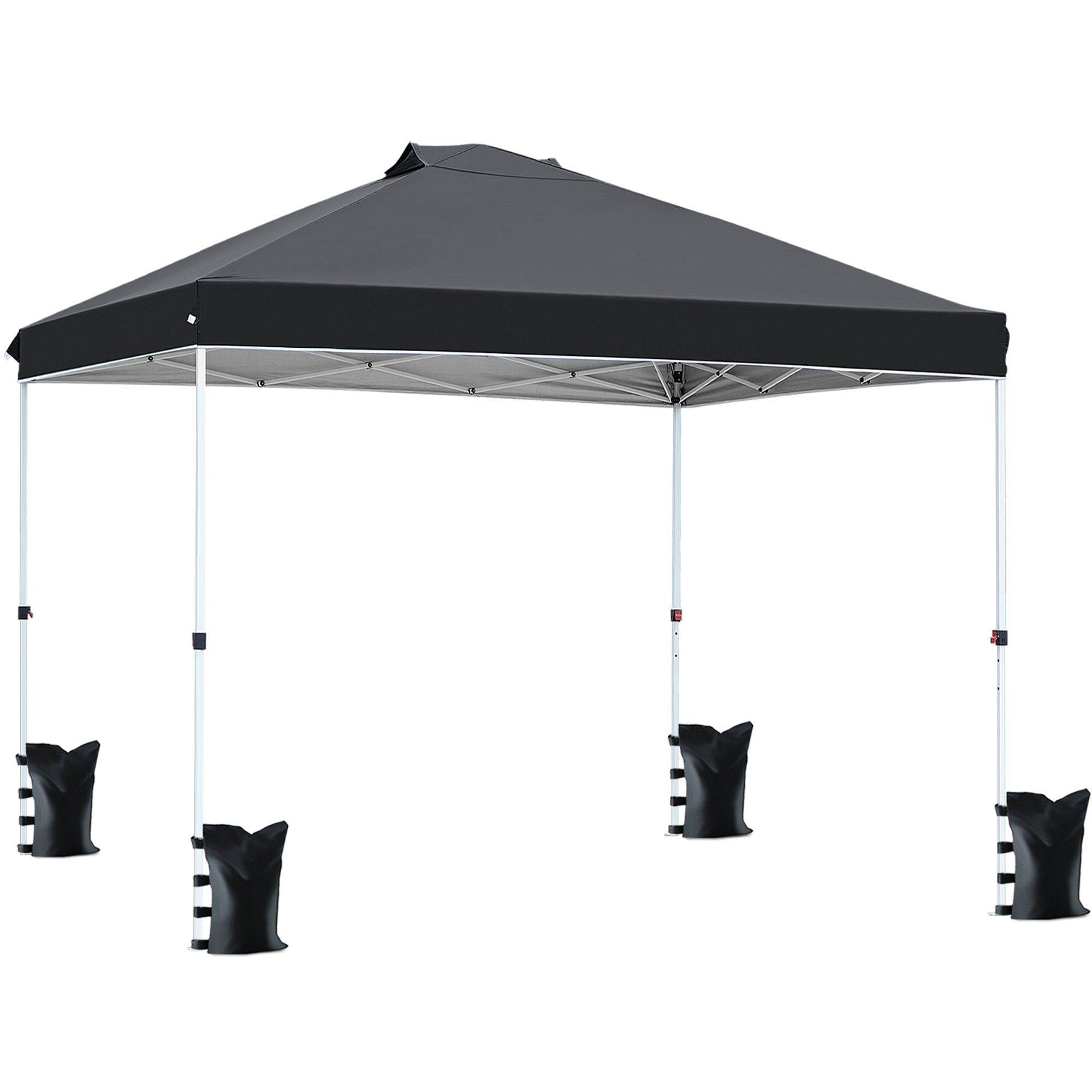 FHFO Canopy Tent 10x10ft Pop Up Gazebo Canopy Shade Outdoor Tent Waterproof&Sunscreen, High Density Silver Coated Oxford Tent,Adjustable Height,8 Stakes,4 Sandbags,4 Ropes,1 Carrying Bag,White