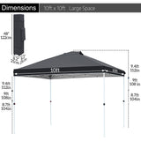 FHFO Canopy Tent 10x10ft Pop Up Gazebo Canopy Shade Outdoor Tent Waterproof&Sunscreen, High Density Silver Coated Oxford Tent,Adjustable Height,8 Stakes,4 Sandbags,4 Ropes,1 Carrying Bag,White