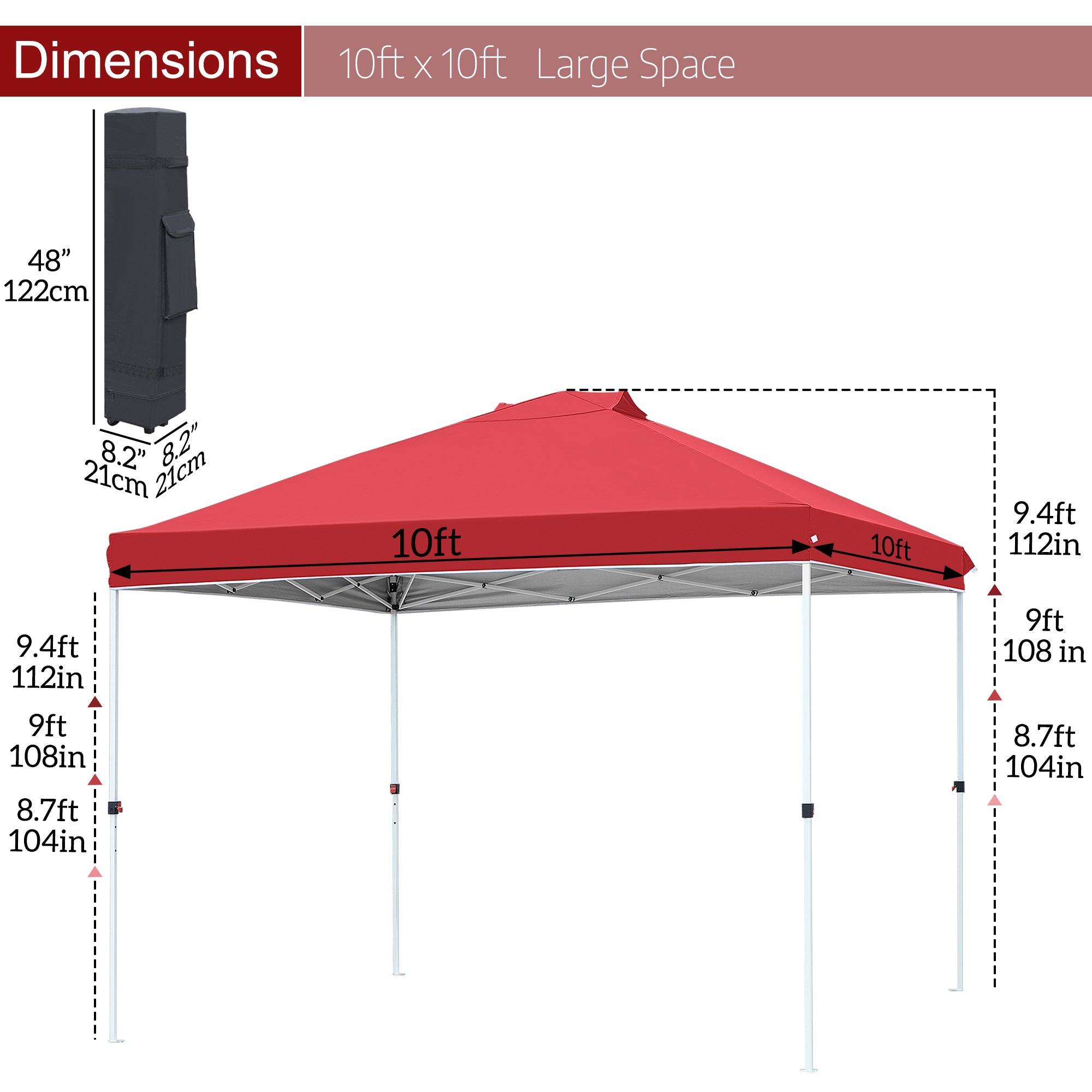 FHFO Canopy Tent 10x10ft Pop Up Gazebo Canopy Shade Outdoor Tent Waterproof&Sunscreen, High Density Silver Coated Oxford Tent,Adjustable Height,8 Stakes,4 Sandbags,4 Ropes,1 Carrying Bag,White