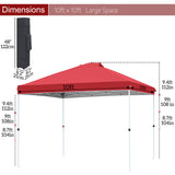 FHFO Canopy Tent 10x10ft Pop Up Gazebo Canopy Shade Outdoor Tent Waterproof&Sunscreen, High Density Silver Coated Oxford Tent,Adjustable Height,8 Stakes,4 Sandbags,4 Ropes,1 Carrying Bag,White