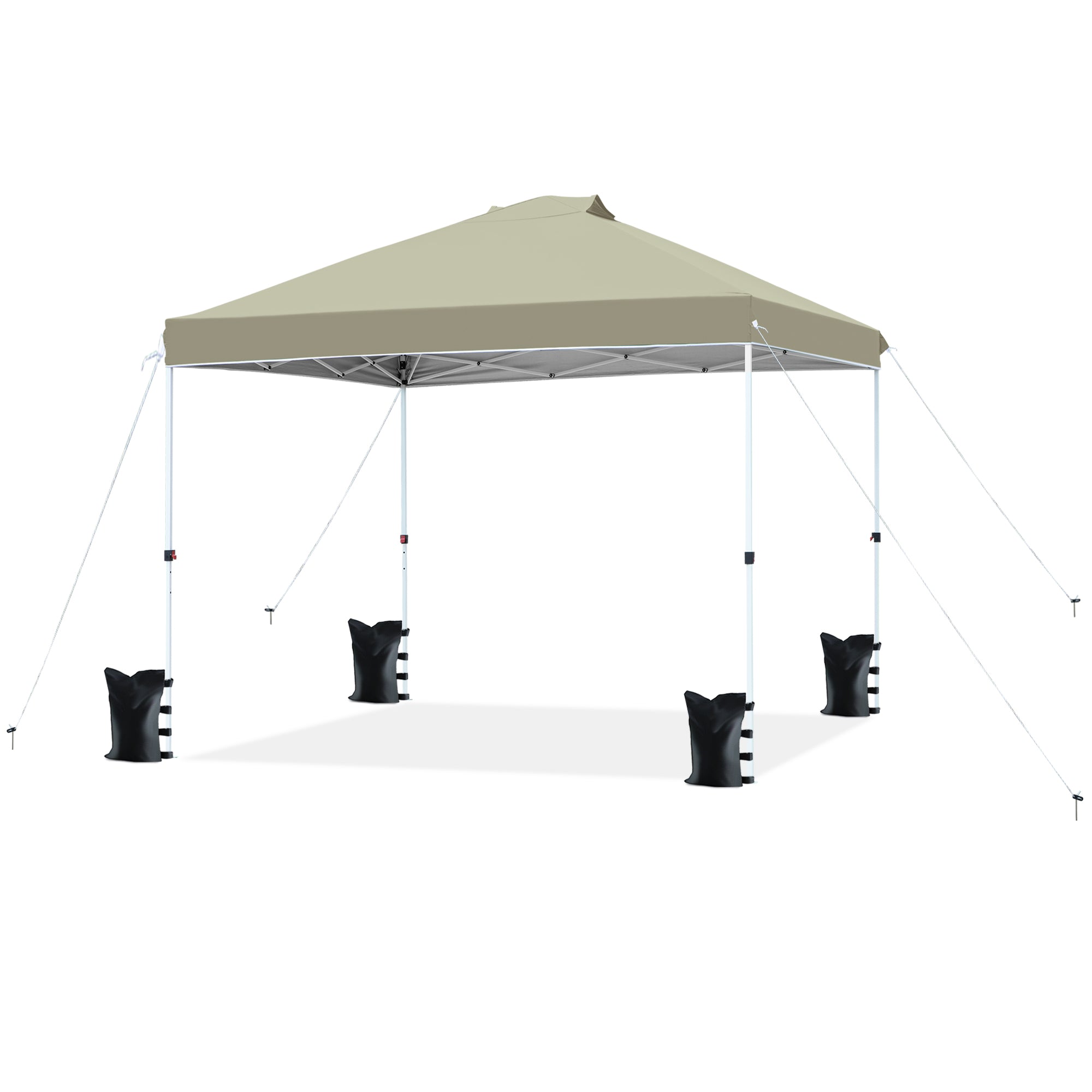 FHFO Canopy Tent 10x10ft Pop Up Gazebo Canopy Shade Outdoor Tent Waterproof&Sunscreen, High Density Silver Coated Oxford Tent,Adjustable Height,8 Stakes,4 Sandbags,4 Ropes,1 Carrying Bag,White