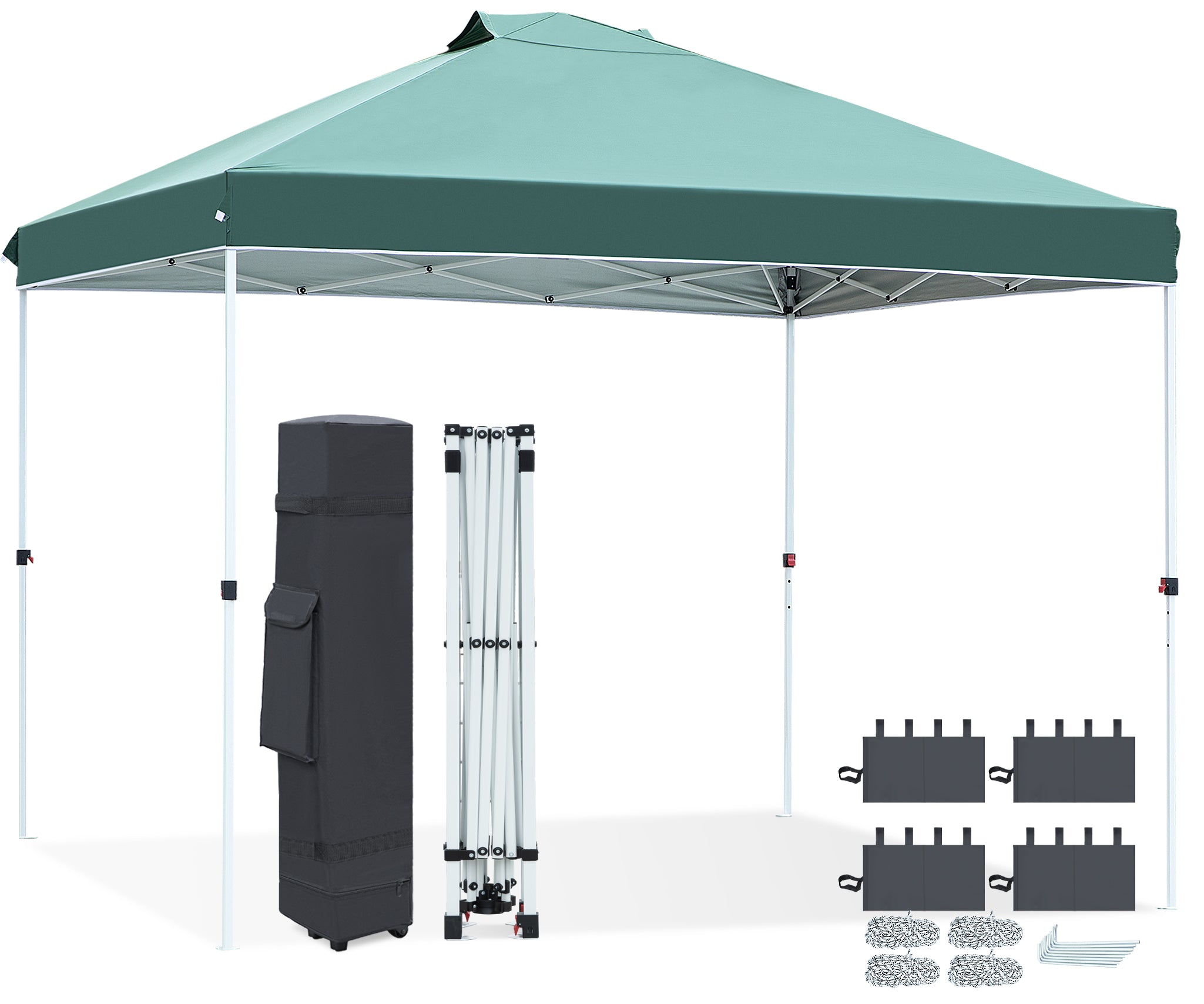 FHFO Canopy Tent 10x10ft Pop Up Gazebo Canopy Shade Outdoor Tent Waterproof&Sunscreen, High Density Silver Coated Oxford Tent,Adjustable Height,8 Stakes,4 Sandbags,4 Ropes,1 Carrying Bag,White